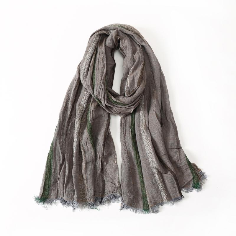 Contrast Scarf Shawl Wrap for Women Men, Lightweight Crinkled Fringe Layer with Soft Airy Texture for Commuting Travel
