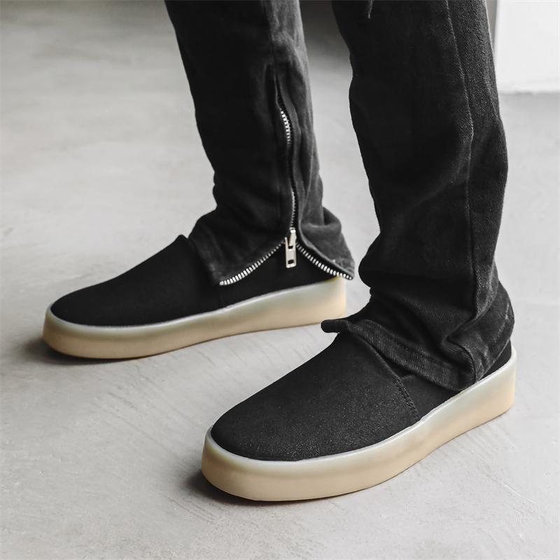 Fashion Fashion Khaki Men's Loafers Comfortable Suede Casual Shoes for Men Light Platform Slip-On Skateboard Shoes Men Chaussure Hommes