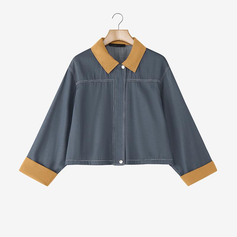 ZANZEA Women Splice Turn Down Collar Casual Long Sleeve Blouse