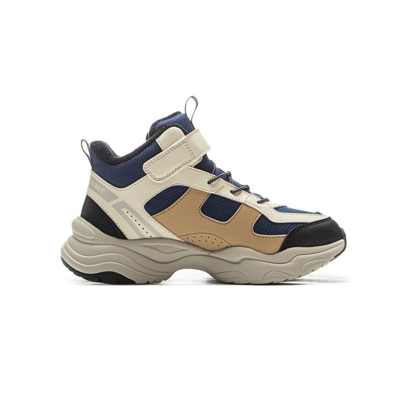Li Ning Kids Fashion Trendy High-Top Casual Shoes Kids sneakers Gray Blue YKCU224-5