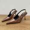 Fashion SUOJIALUN Spring New Brand Women Sandal Fashion Pointed Toe Shallow Slip On Slingback Shoes Thin High Heel Outdoor Dress Pumps