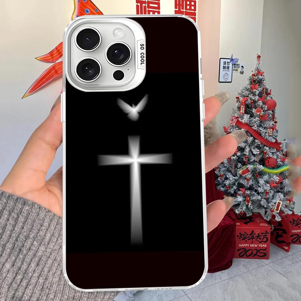 Jesus Christ Cross Phone Case For iPhone 16 15 14 13 12 11 Pro Max X XR XSMAX 8 7 Plus Matte Shockproof Back Cover