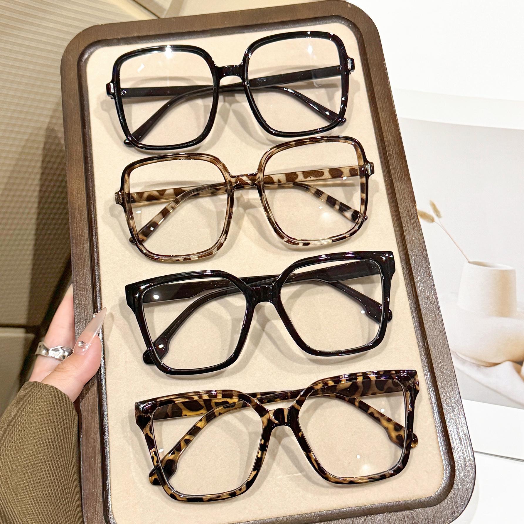 

4Pcs of Elegant, Simple, and Stylish Geometric Glasses with Transparent Lenses, Suitable for Daily Office Work and Reading