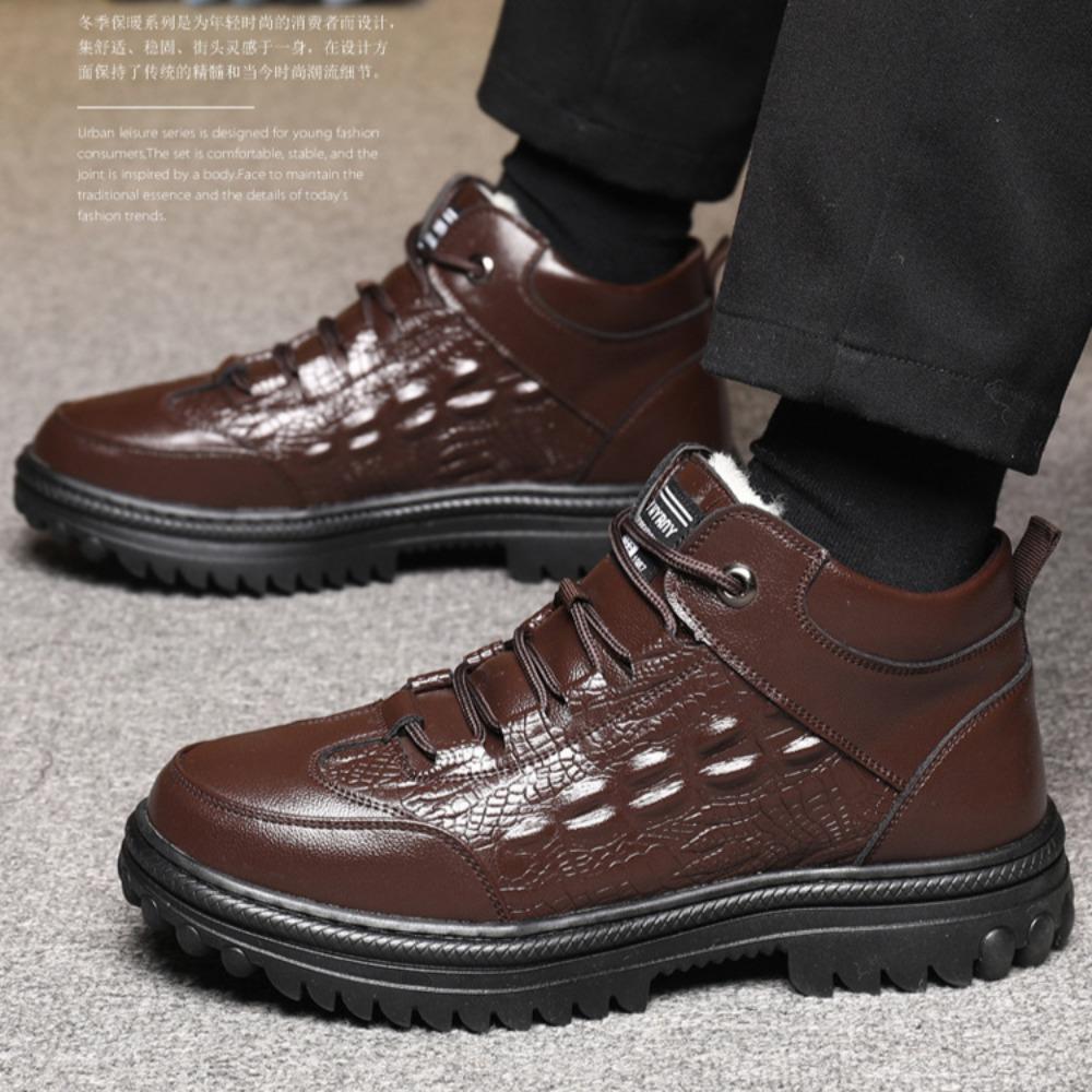 Men's Winter Boots Winter Ankle Boots Wool Snow Boots Men Cotton Shoes High Top Suede Leather Shoes Men's Shoes Large Size 47 48