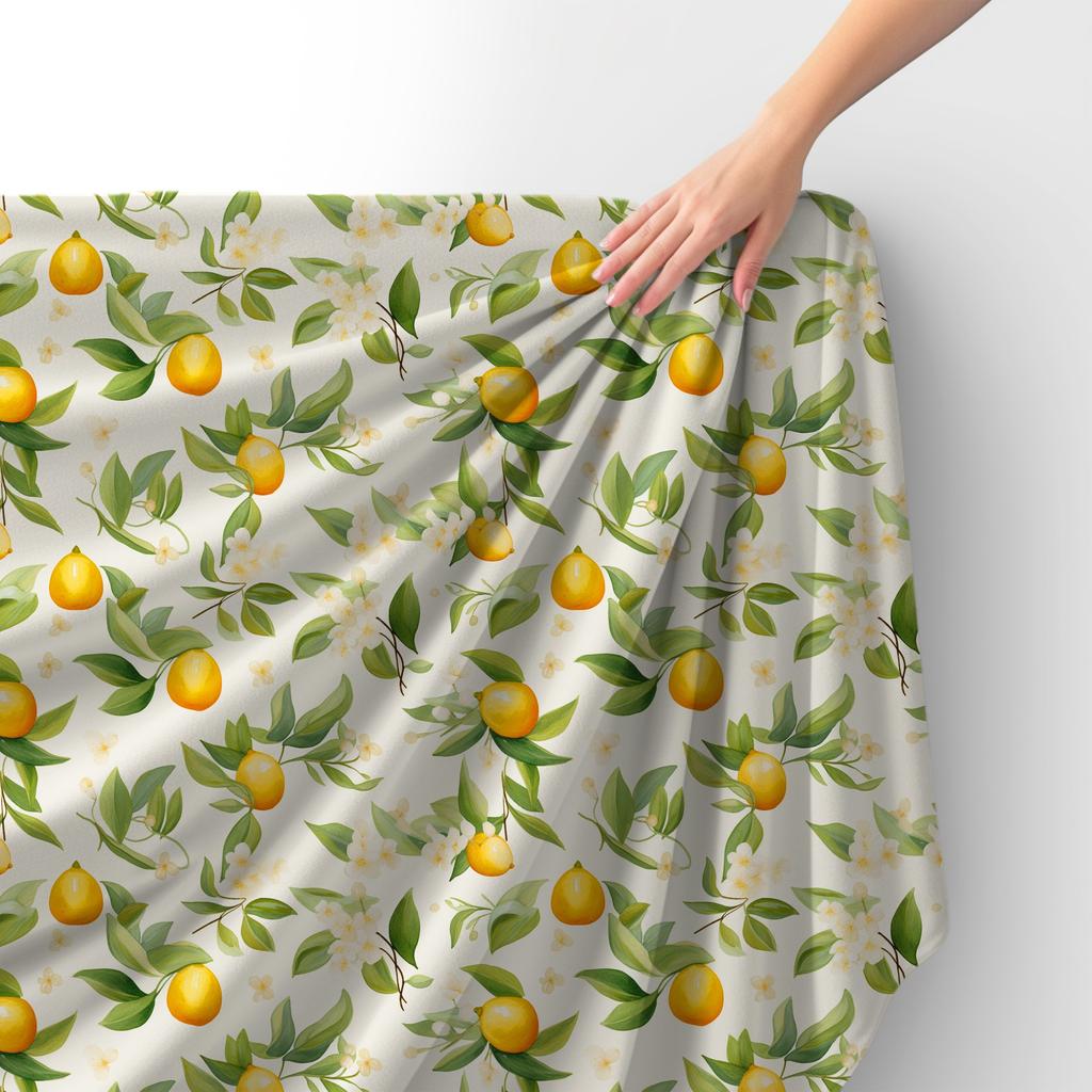 Royal Samt Stoff Polyester Zum Nähen - Motiv Zitronen - Rdx2445