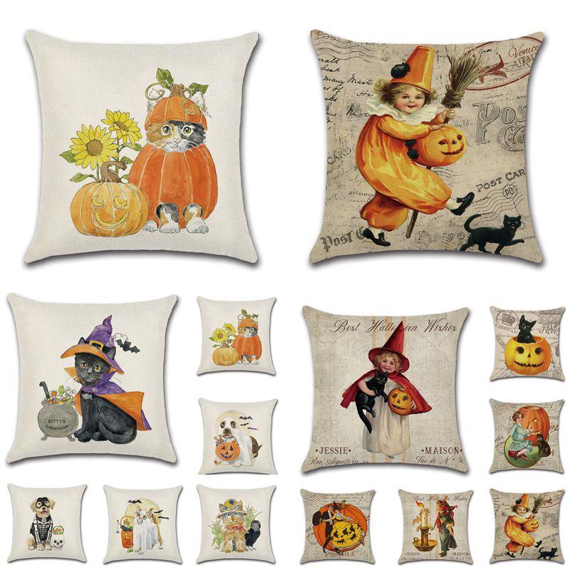Multicolor Halloween Themed Pumpkin Animal Waist Cushion Cover For Vibrant Home Elegance