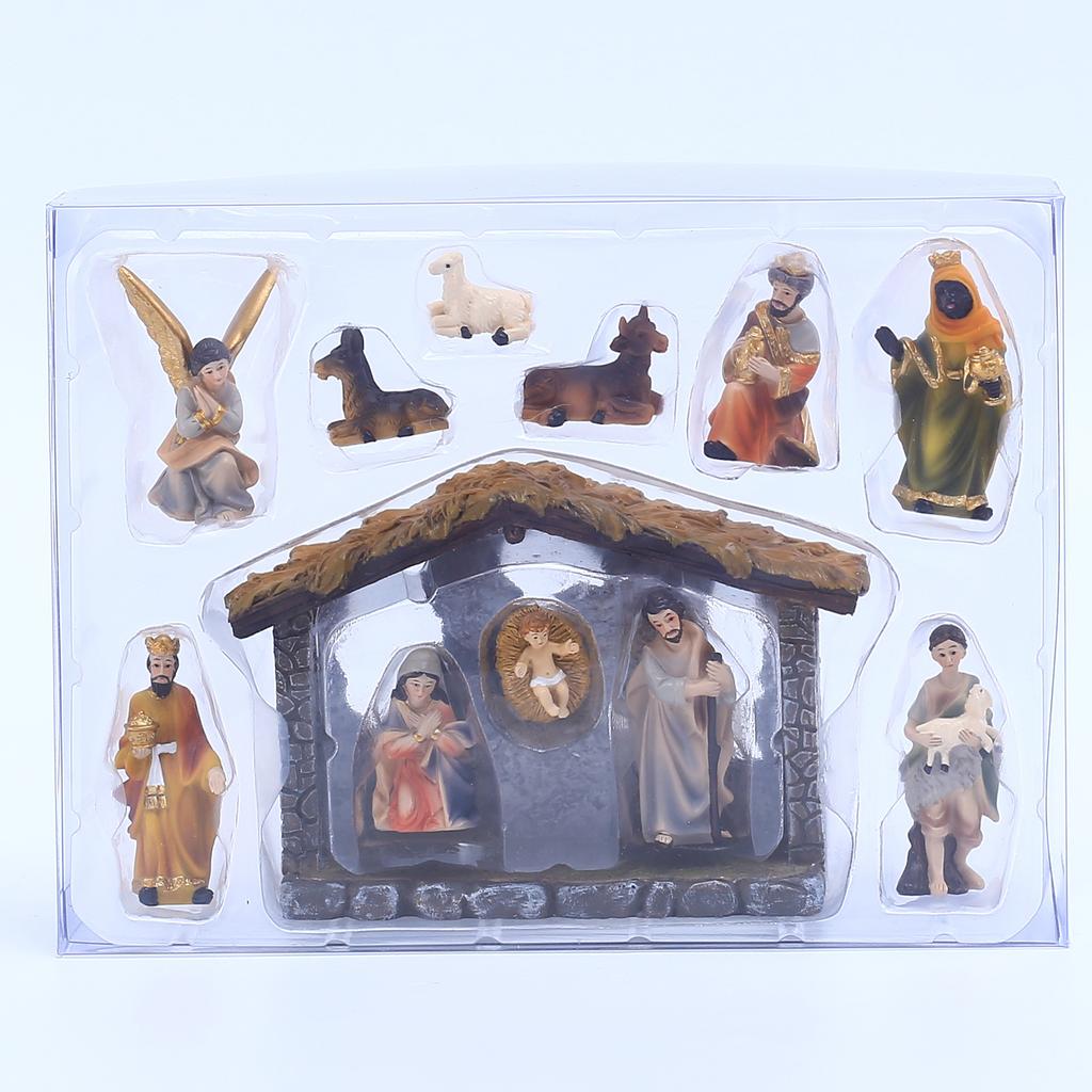 Nativity Set Realistic Hand Painted Nativity Scene Resin Figurine Set for Xmas Tabletop Decor