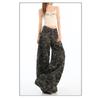 High street workwear wide-leg denim camouflage pants for women 026 new high-waisted slimming loose straight pants