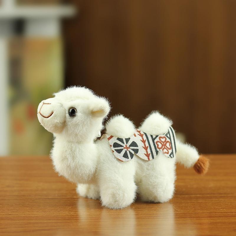 Kawaii Soft Stuffed Camel Keychain Cartoon Patterned Bag Charm Mini Backpack Decoration for Christmas Small Gifts