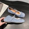 Soft sole one-word buckle single shoes French Mary Jane shoes spring and autumn with skirt inner height-increasing ballet shoes