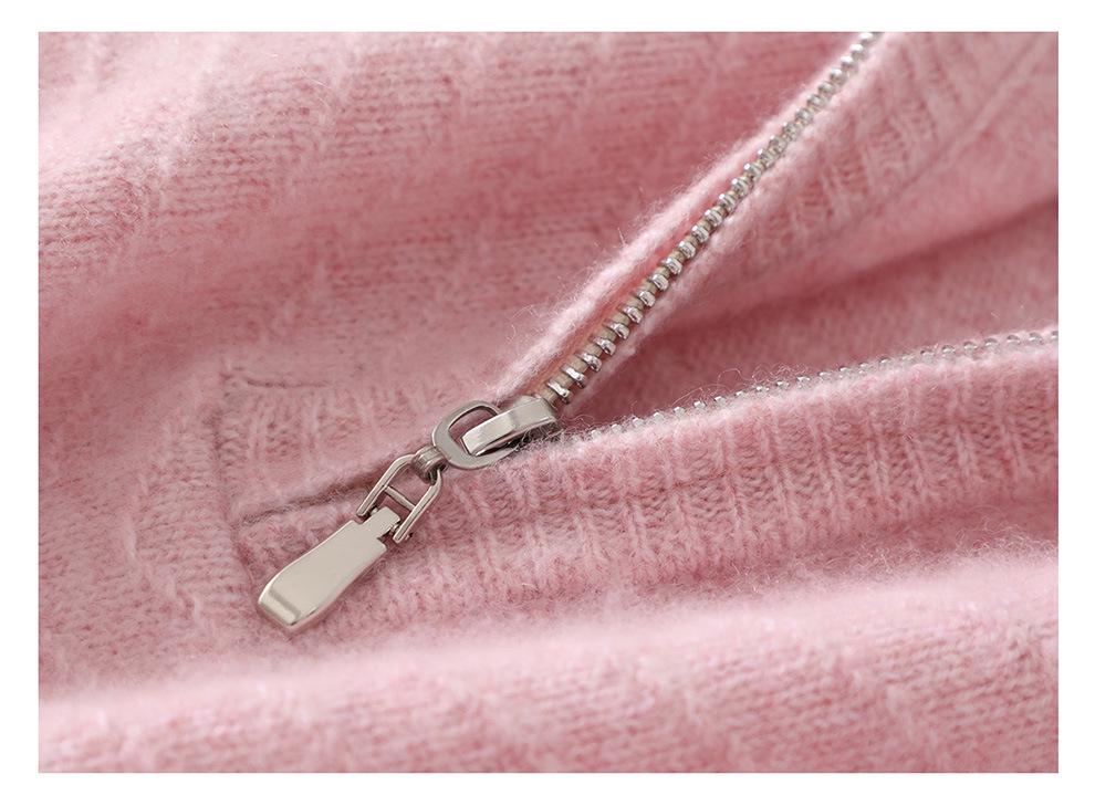 Women's Casual Half-Zip Lapel Cashmere Sweater - Warm, Loose, Versatile Winter Knit