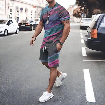 Men's Clothing Summer Short Sleeve T Shirt Shorts Sets Male Sweatpants Men Tracksuits Oversized T-shirts Suits Street Sportswear