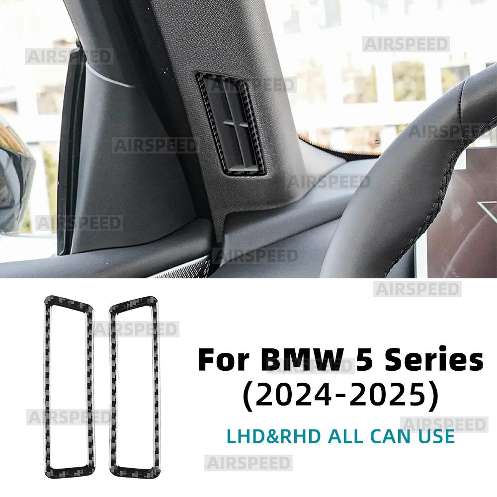 Soft Carbon Fiber LHD RHD Sticker for BMW 5 Series G60 G61 G68 i5 2024 2025 A-pillar Air Condition Outlet Vent Trim Interior