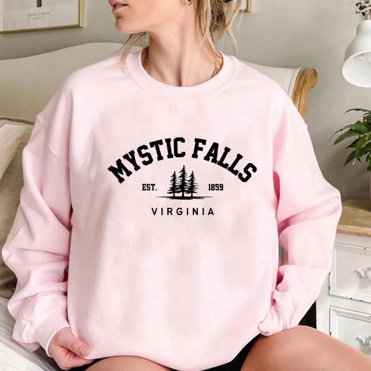 Unisex Mikina Salvatores Teplá Pohodlná Mikina s Kulatým Výstřihem Ležérní Pulovr s Dlouhým Rukávem Svetr Mystic Falls Virginia