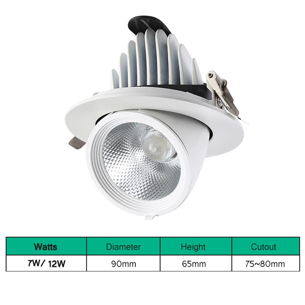 Recessed LED Downlights 7W 12W LED Ceiling Spot Lights Background 360° Spot Lamps for Indoor Home Kitchen Spotlights AC85~265V