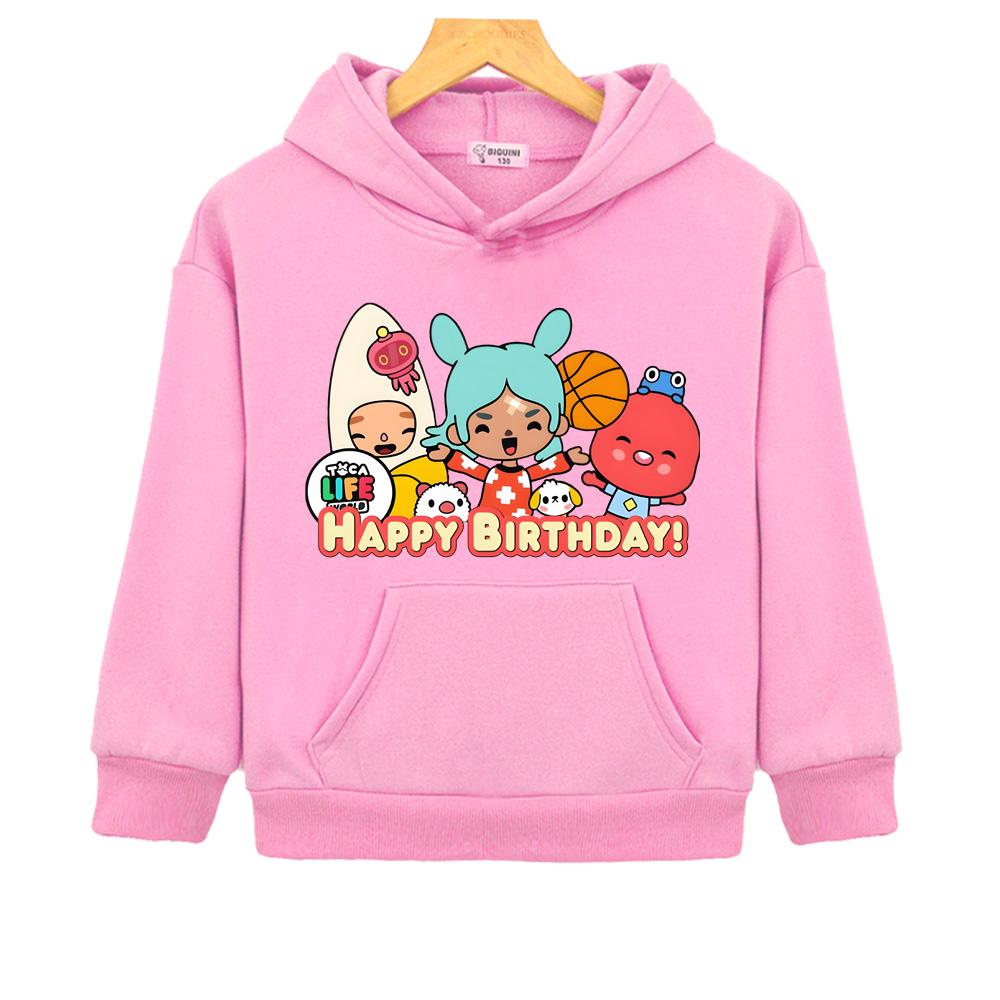 

Toca Boca-HAPPY BIRTHDAY! forBoys Kids Hoodies 2026new style Cartoon Print Hoody Children Clothing Girls Clothes moletom Boys girls sweatshirts Tops 130 рожевий
