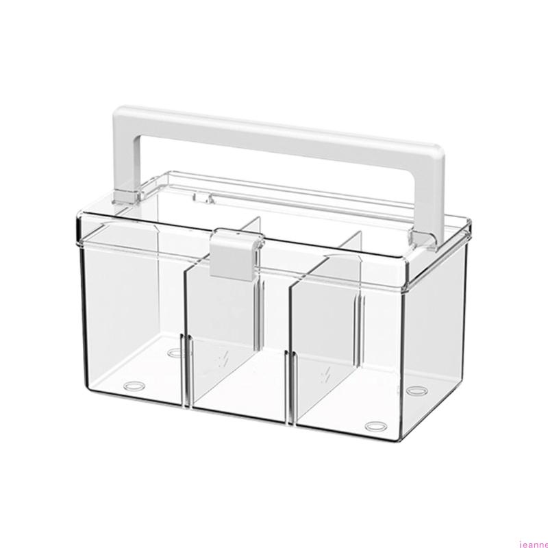 Transparents Medicine Storage Container With Convenient Handle Durability Office Desk for Home And Office Use