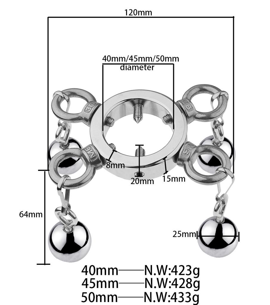 Sexleketøy for voksne Pungenheng Penisring Metall Rustfritt stål Hanebur Strekkøvelse Mannlig onanileketøy