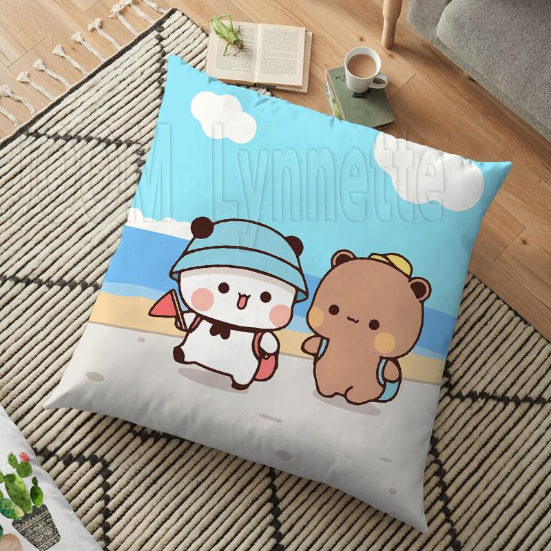 Mléko a mocha páry Panda Bear Bubu Dudu Povlak na polštář Hodový polštář Domácí Dekorativní čtvercový tisk Polštář Polštář na pohovku 45CM