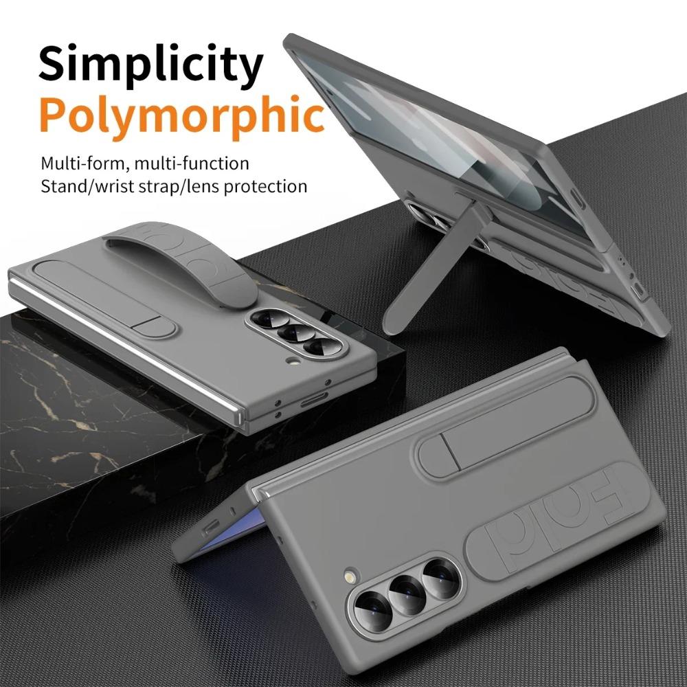 Originale Kratzfeste Handyhülle für Samsung Galaxy Z Fold 7 6 5 4 3 5G Ständer Gehärtetes Glasfolie Silikon Griff Schutzhülle