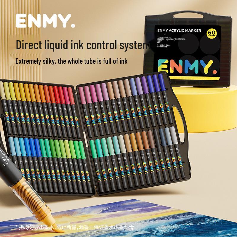 Enmi Liquid Acrylic Marker Set - 80 Colors, Soft Tip, Layerable, for Children's Painting In Black Box