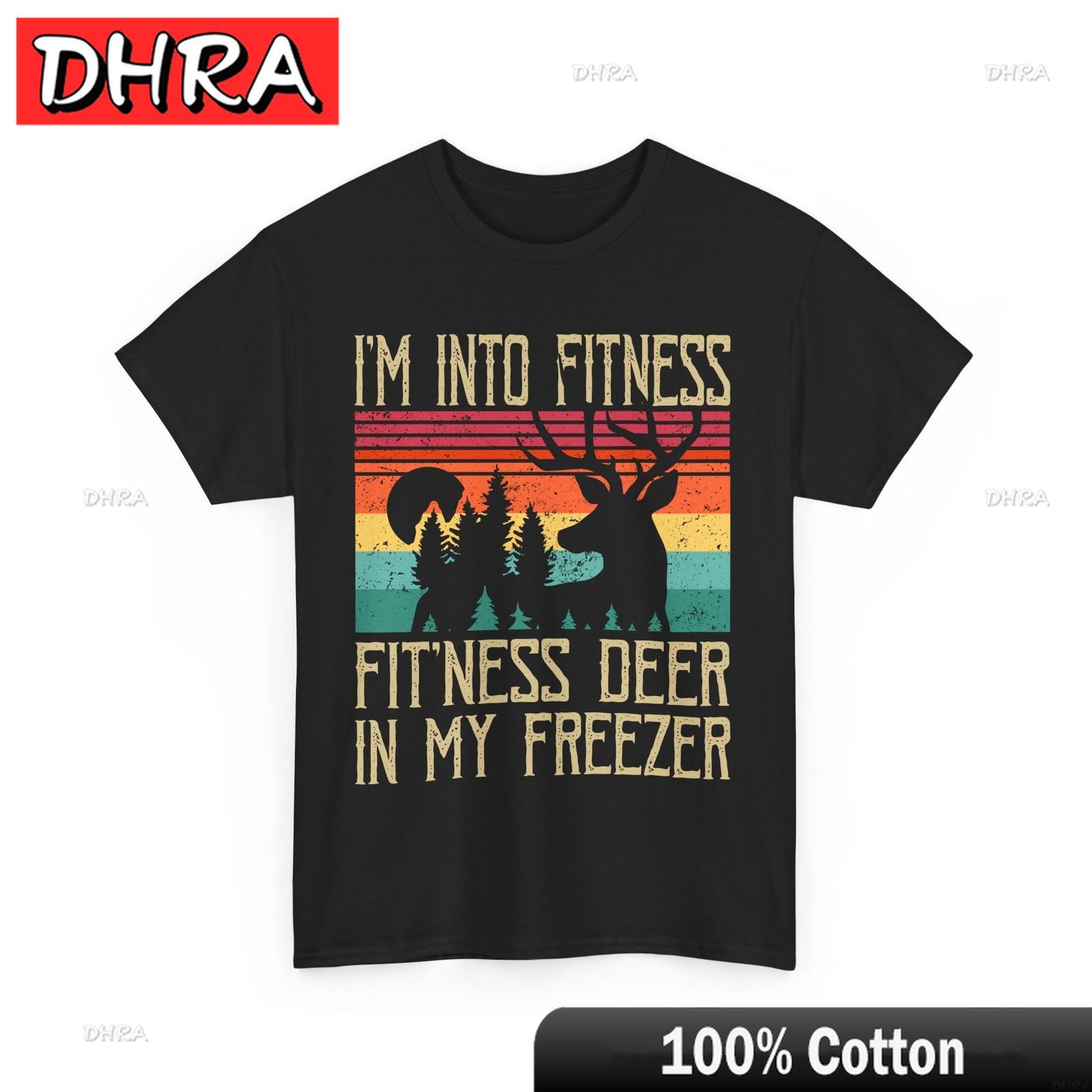 Gym TShirt Hunting Im Into Fitness Fitness Deer in My Freezer Shirt Streetwear Y2K Black Tshirts Classic Couples Chic Tops S