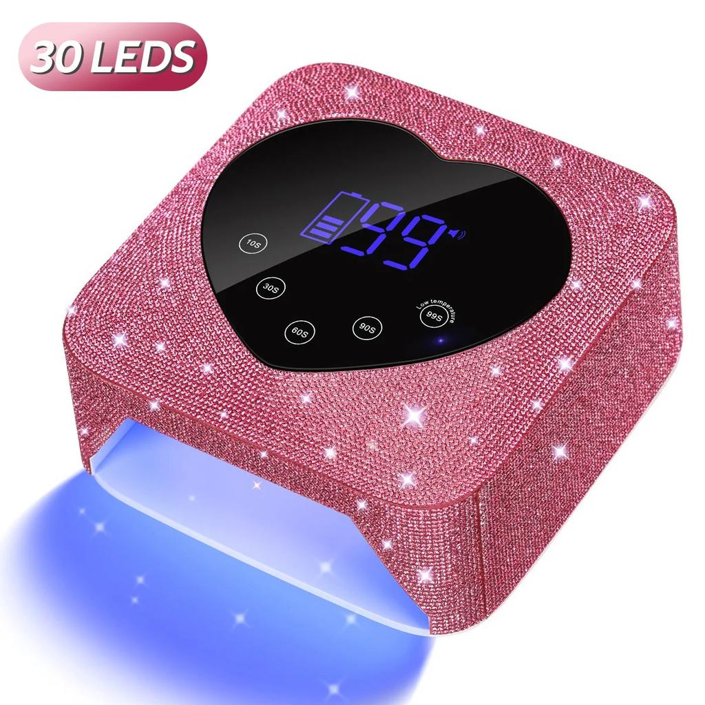 72W Cordless UV Nail Lamp Rechargeable 30 LEDs Nail Dryer UV Light Cabin Professional Nail Art Manicure Tools for Home and Salon