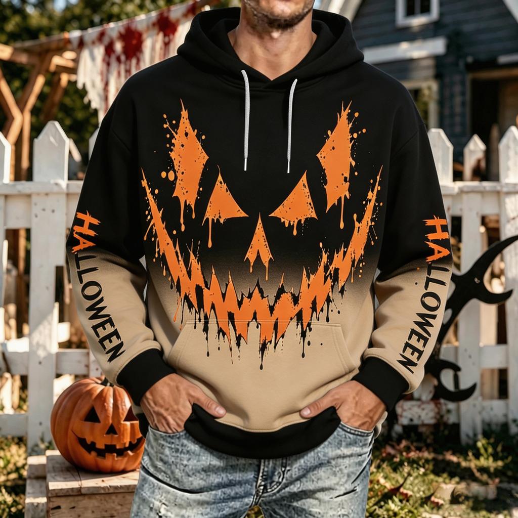 Herren Halloween Kapuzenpullover mit Taschen für Freizeit, Komfort, Sport und Alltag