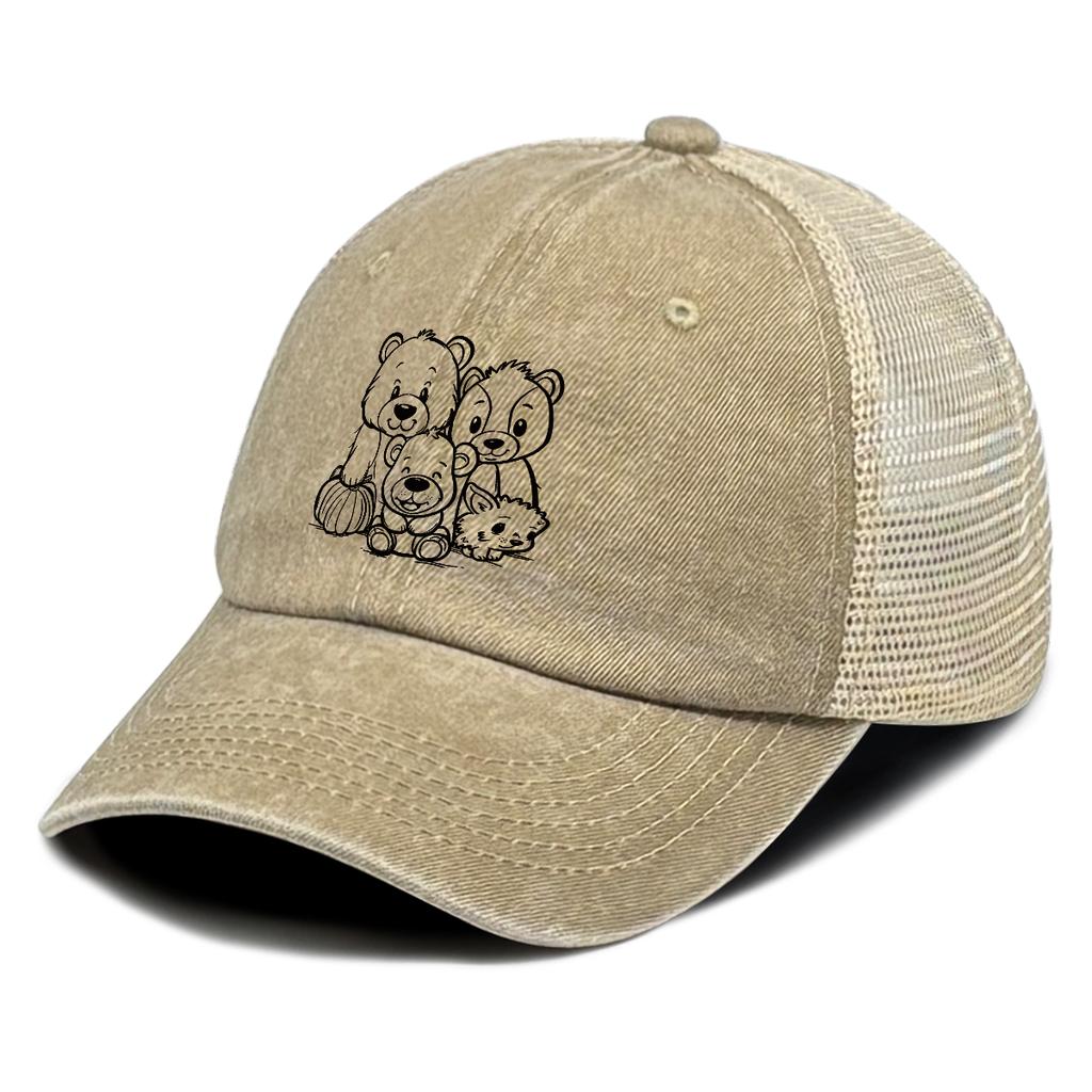 Black Bears Family Printed Baseball Hat Adjustable Inelastic Trendy Vintage Sporting Cap For Women Unisex Outdoor Travel Hiking