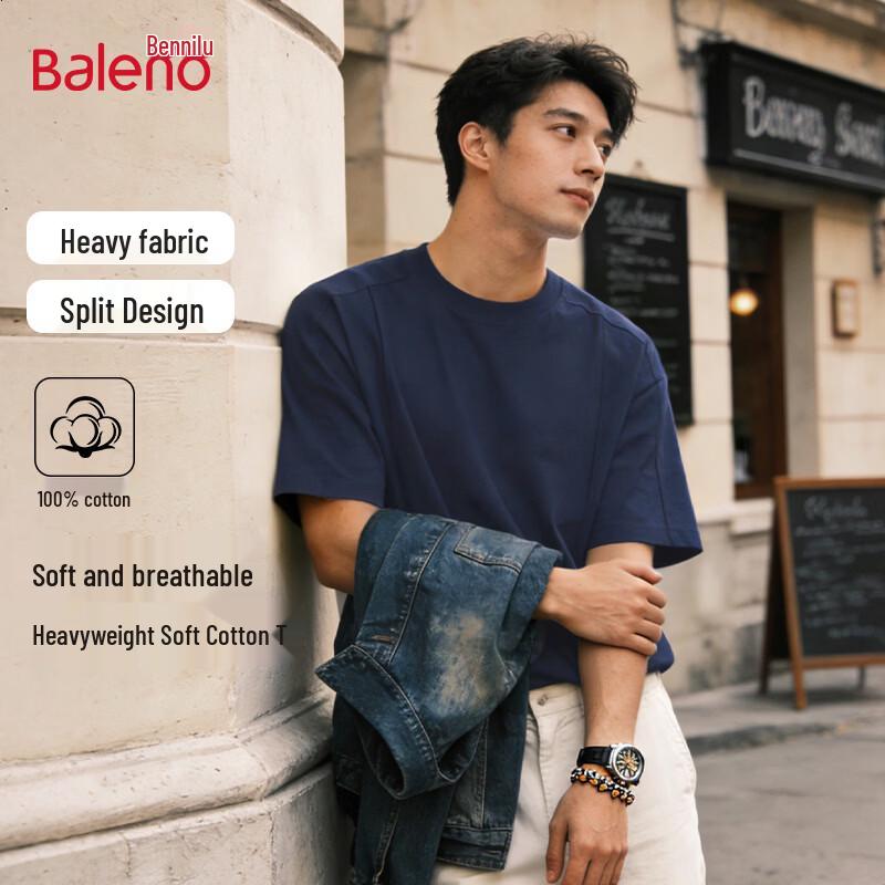 

Baleno Men s Heavyweight Pure Cotton Short Sleeve T-Shirt L