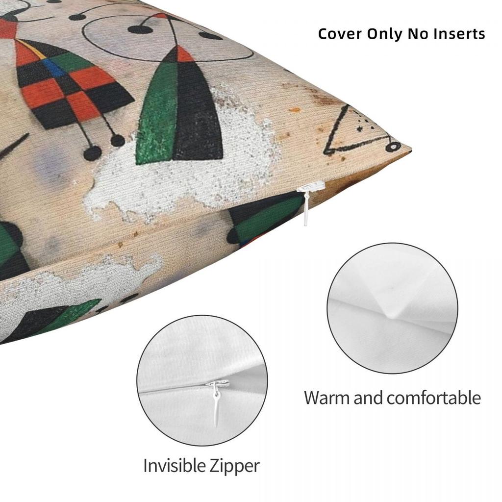 Joan Miró Square Pillowcase Polyester Linen Velvet Pattern Zip Decor Home Cushion Case 45X45