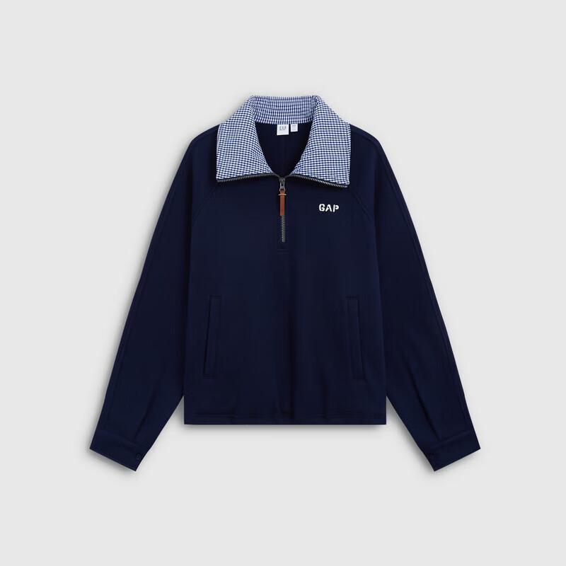 GAP Women's Logo Embroidered Color-Block Half-Zip Fleece Sweatshirt