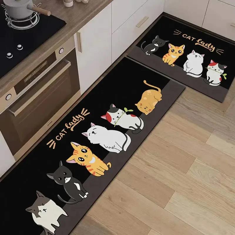 Non-slip PVC Kitchen Floor Mat Waterproof Cartoon Rug Home Decoration Foot Mats Alfombra De Cocina