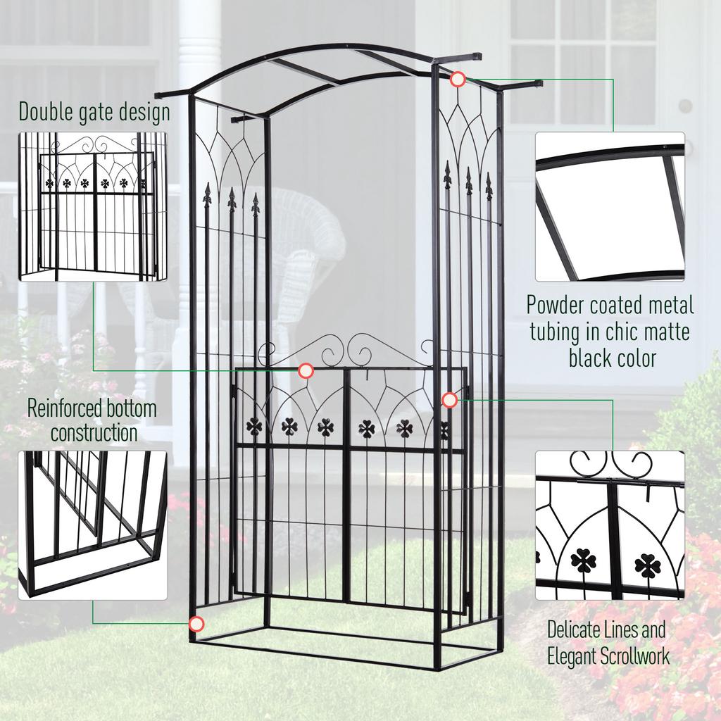 Garden Outdoor Entrance Arch with Door Outdoor Patio Decoration for Rose Trellis Arbour Climbing Plant 131L X 49W X 200Hcm