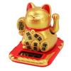 Solar Powered Waving Cat Wealth Welcoming Solar Cute Happy Lucky Cat Fortune Cat Statue Ornament for Home Car Decor
