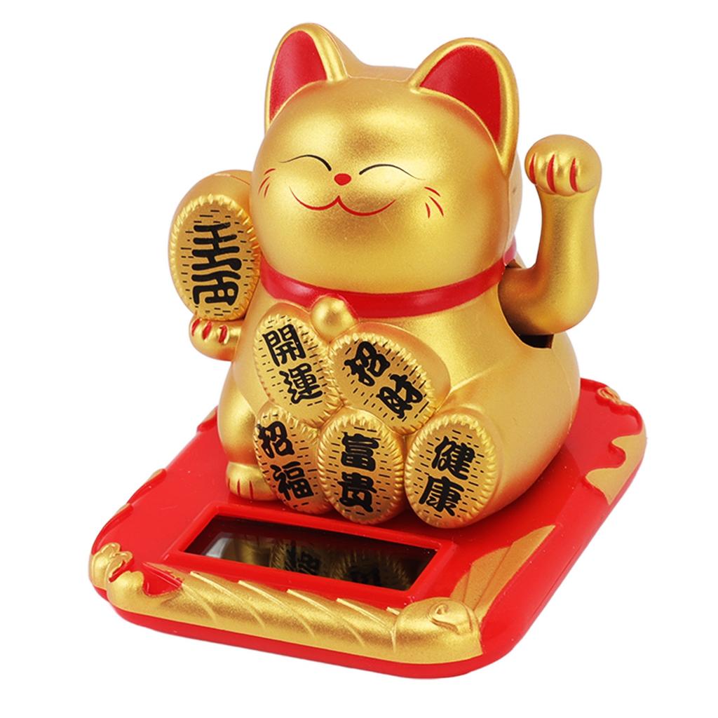 Solarbetriebene Winkende Katze Reichtum Begrüßend Solar Niedlich Glückliche Glückskatze Glückskatze Statue Ornament