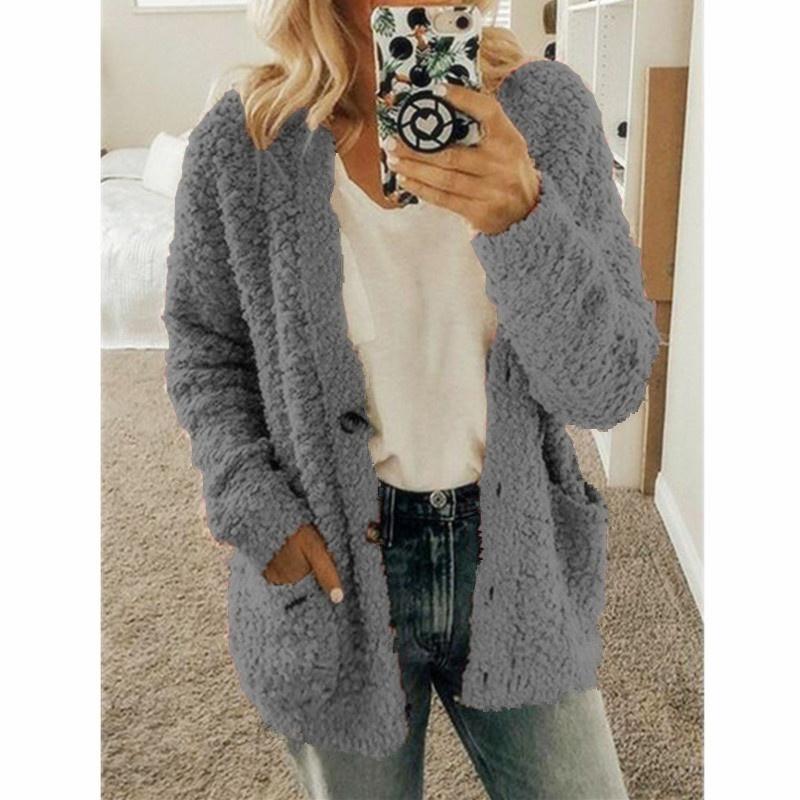 Autumn Winter Women's Woolen Fleece Jacket Knitting Cardigan Sweater Tops