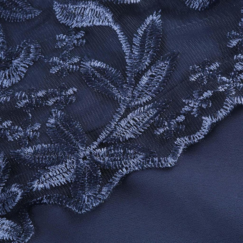 Lässiges, modisches, mittellanges Kleid mit Spitzenstickerei und Patchwork für Damen