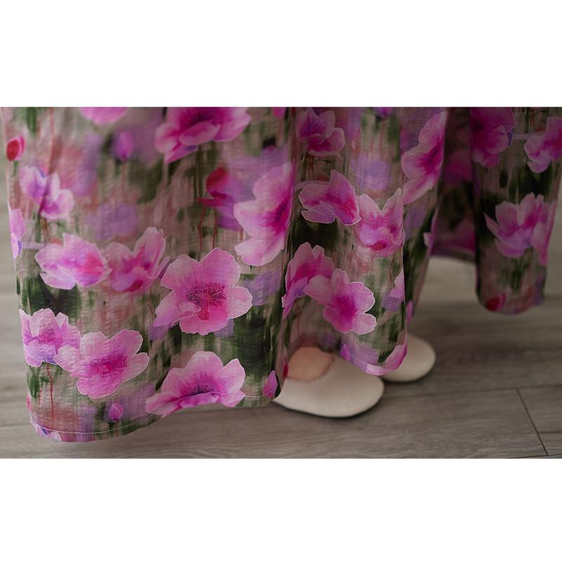 DIMANAF 2025 Women Plus Size Summer New Vintage Floral Dress Holiday Long Basic Short Sleeve Casual Loose Dress