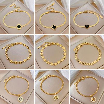 Dongmen Personalized Roman Watch Chain Round Bead Furnace Gold Bracelet Female Vintage Girlfriend