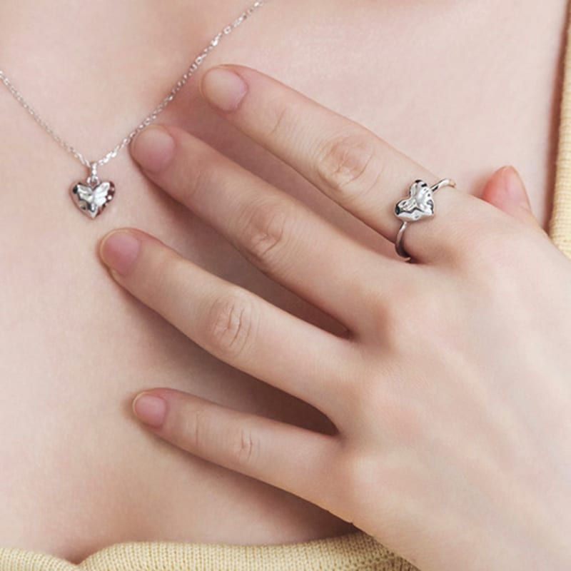 Tirr Lirr Bloom Ripple Heart Silver Ring TRESVW08016M