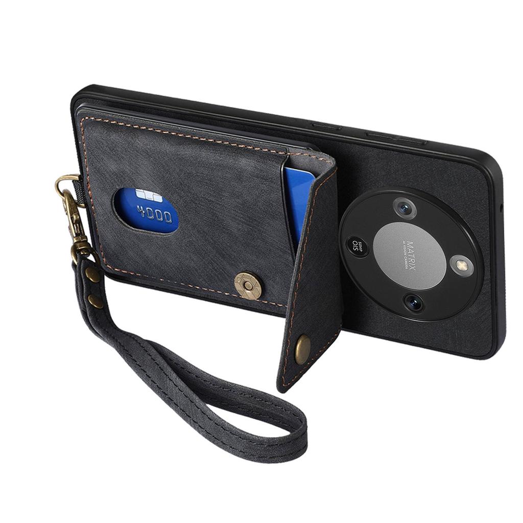 Etui Na Telefon Do Honor Magic8 Lite 5G / X9d 5G / X70 5G Z Miejscem Na Karty Podpórką Skórzany Tył Z Paskiem Na Nadgarstek