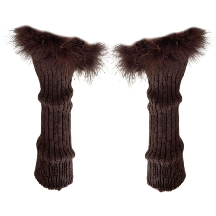 Punk Sleeve Feathered Gloves Wrist Warmer for Costume Party Short Mitten