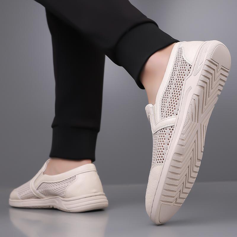Summer Men's Lightweight Slip On Loafers Male Mesh Casual Shoes Breathable Walking Shoes For Men Soft Sole Sneakers