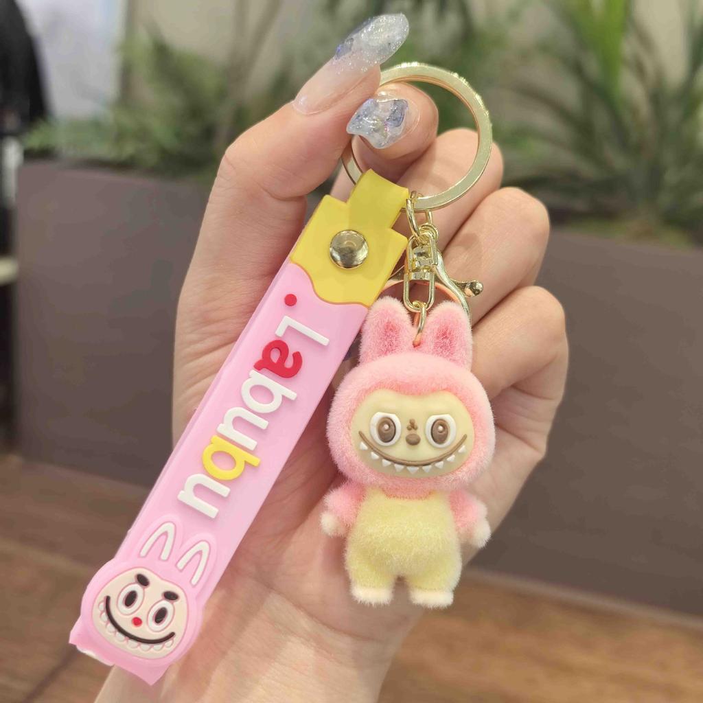 Cute Flocking Keychain Pendant Student Couple Bag Buckle
