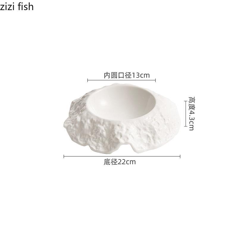 Einfarbig Unregelmäßiger Keramikteller Tief Felsmuster Dicker Suppenteller Dessert Snackteller Molekulare Küche Spezialgeschirr