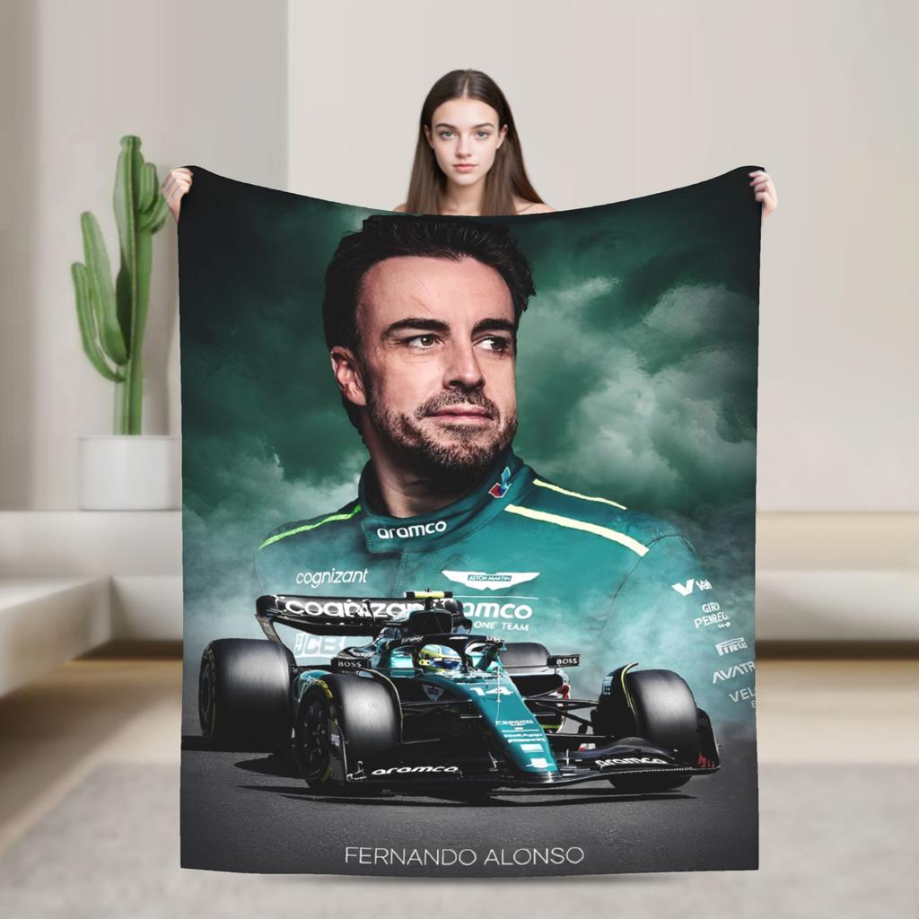 Coperte da Corsa Fernando Alonso Flanella Invernali Coperte Morbide Multifunzione per Divano Letto Trapunta