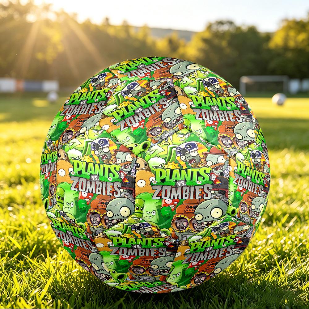Size 5 Football Plants Vs. Zombies Pattern, Wear‑Resistant Soccer Ball for Match Training Daily Sports Play