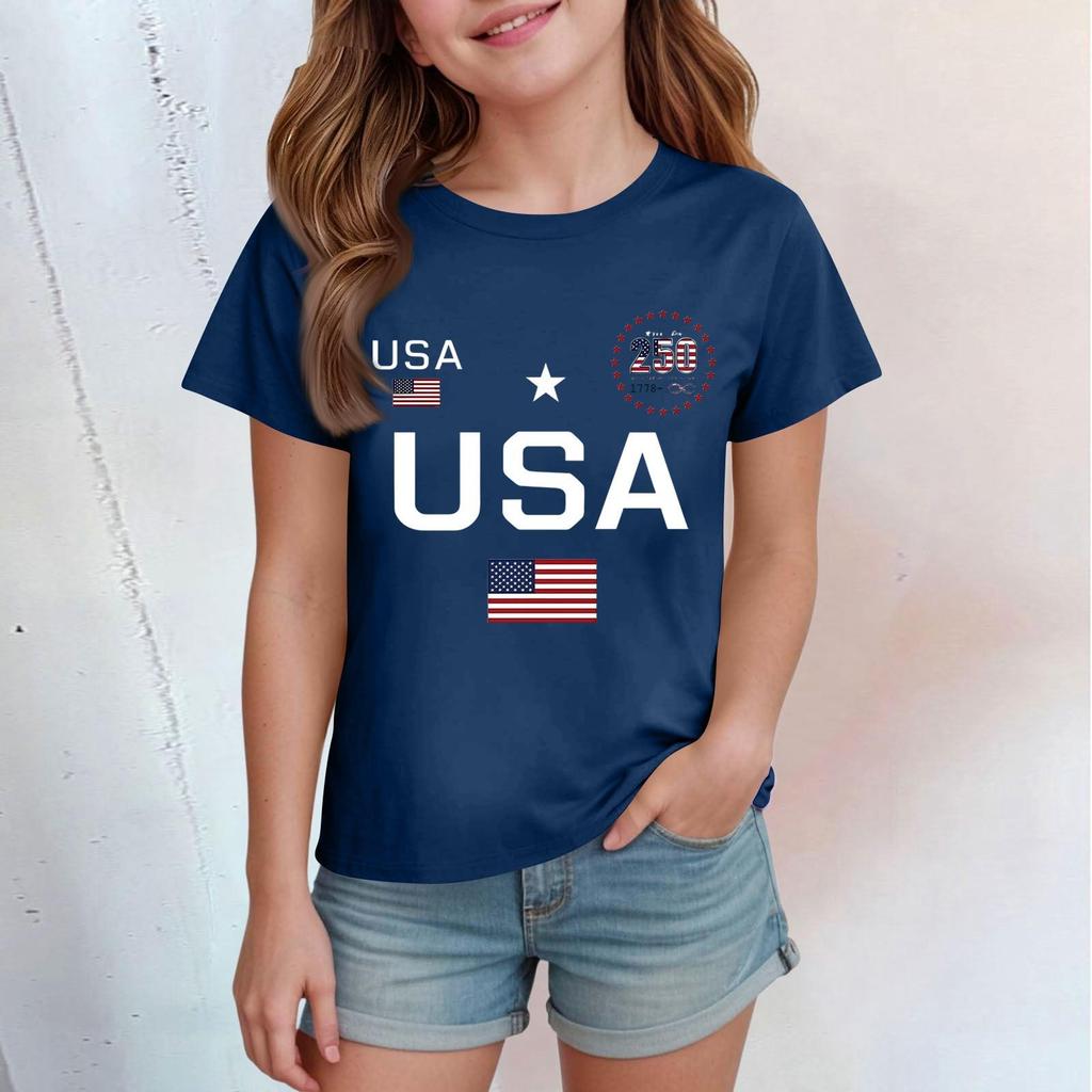 Casual bedrukte top met ronde hals en korte mouwen voor kinderen