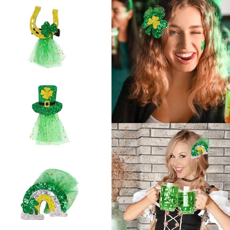 StPatrick Day Decorative Hair Clip LuckyClovers Hairhoop Festive Party Hair Pins